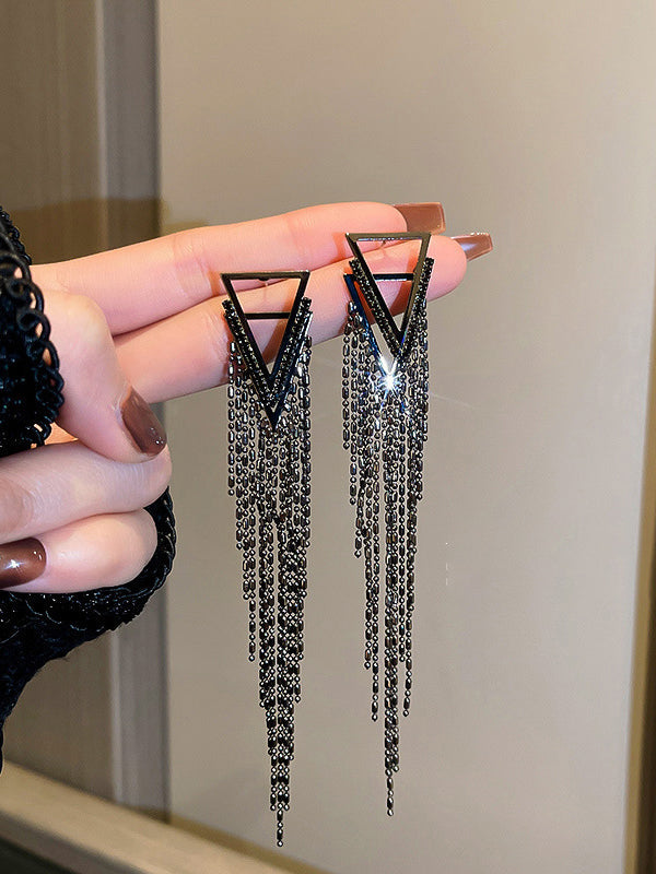 Boucles d'oreilles géométriques tendance, à strass