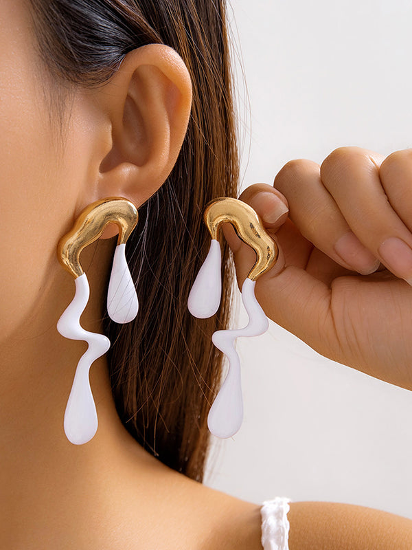Boucles d'oreilles pendantes géométriques couleur contrastée