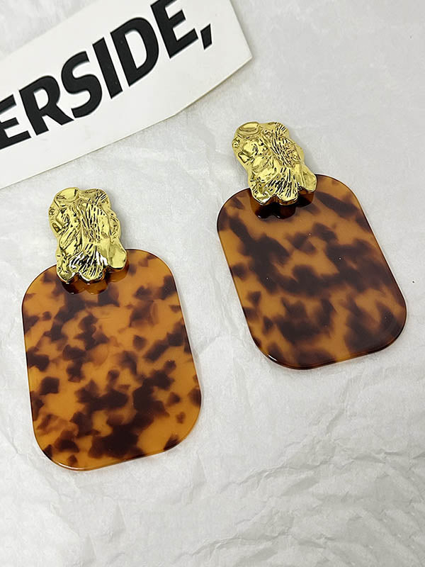 Parure boucles d'oreilles pendantes et boucles d'oreilles géométrique plissée à imprimé léopard, à empiècements