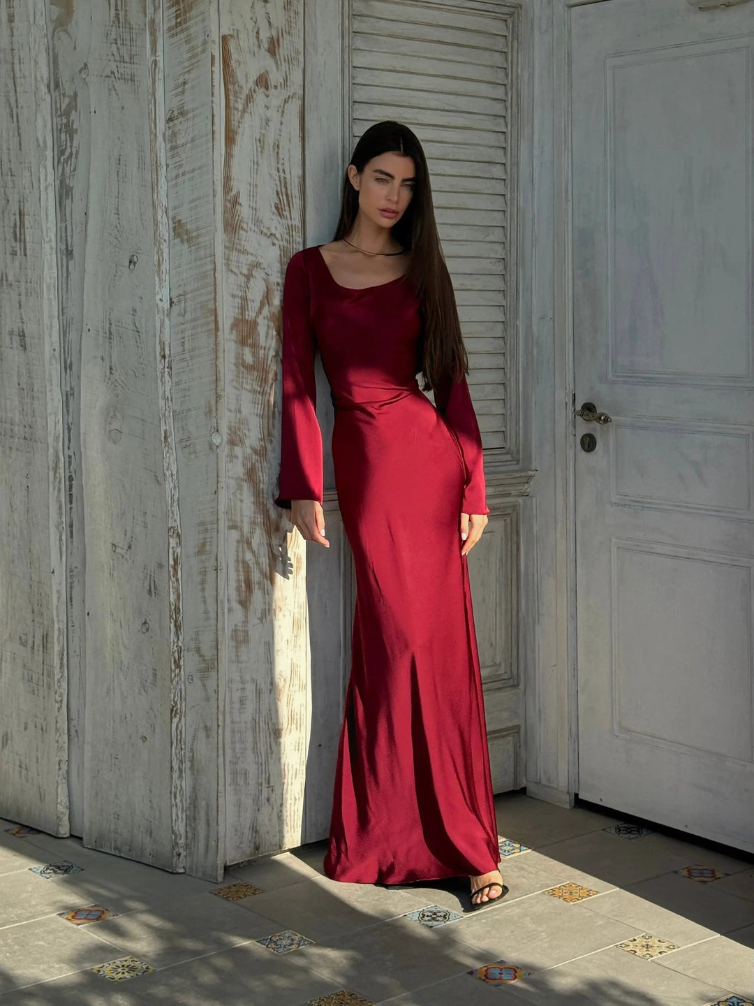 Adelgunde | Robe Maxi à Manches Longues pour Femmes avec Silhouette Élégante