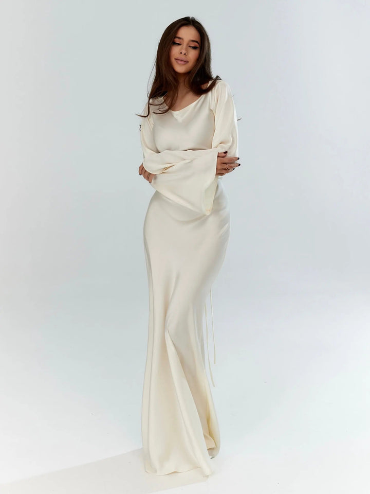 Adelgunde | Robe Maxi à Manches Longues pour Femmes avec Silhouette Élégante