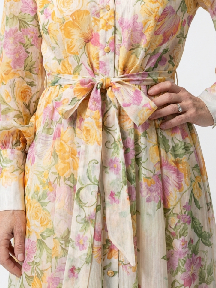 Adelheid | Robe Maxi à Fleurs pour Femmes avec Manches Longues