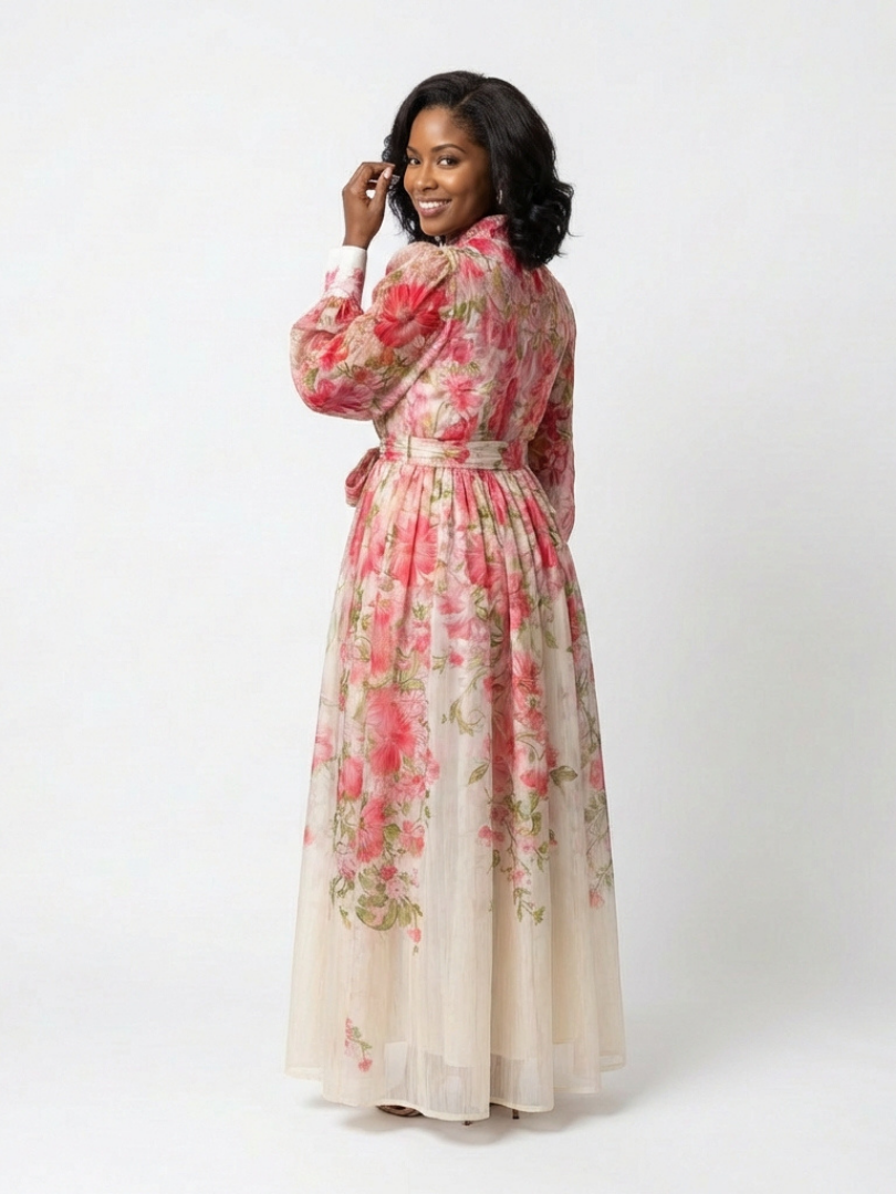 Adelheid | Robe Maxi à Fleurs pour Femmes avec Manches Longues
