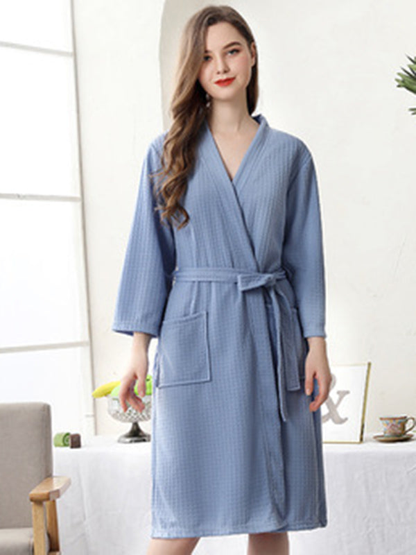 Robe de pyjama fine à bandage solide et confortable