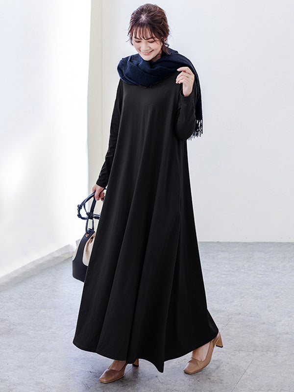 Robe décontractée ample à manches longues, simple, 6 couleurs, grande taille