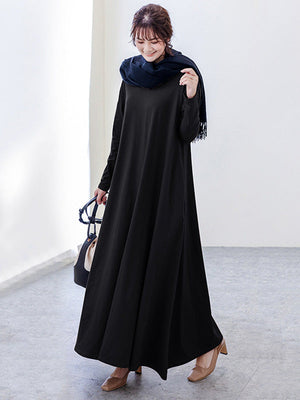 Robe décontractée ample à manches longues, simple, 6 couleurs, grande taille