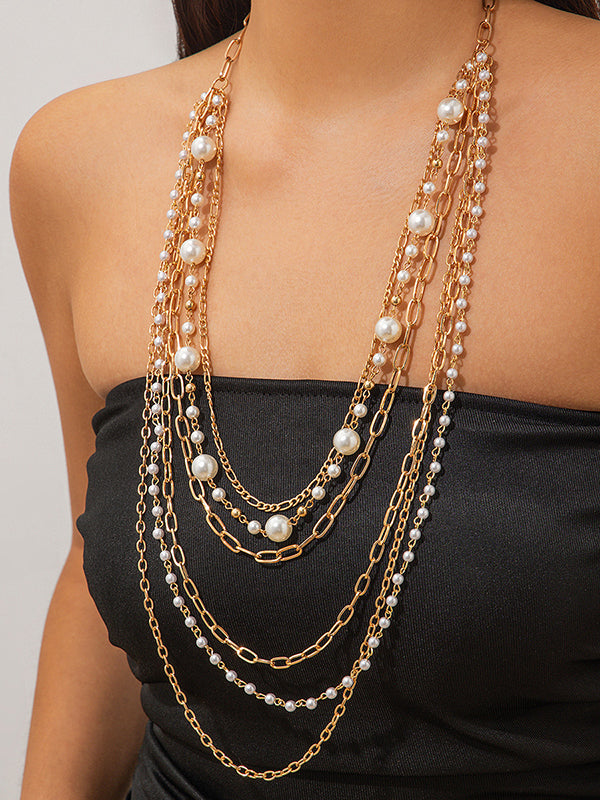 Collier géométrique superposé normcore
