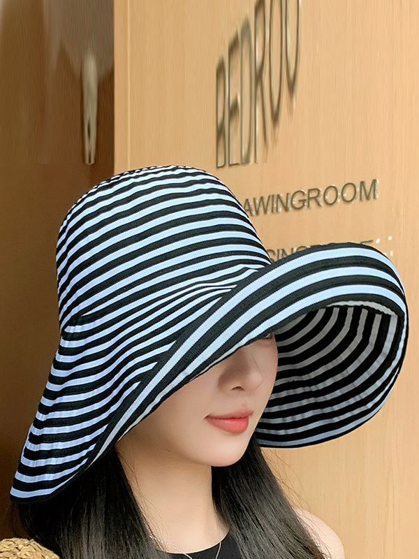 Chapeau de soleil rayé à empiècements