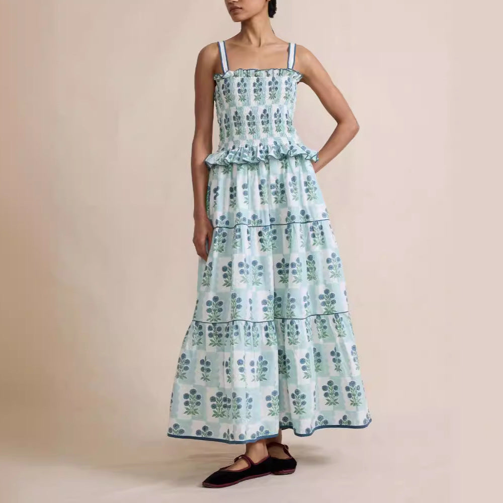 Naia - Robe maxi smockée à motifs floraux pour femmes