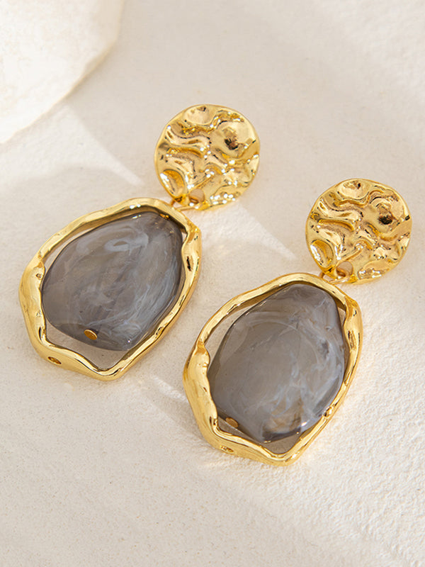 Boucles d'oreilles géométriques brillantes à coupe irrégulière