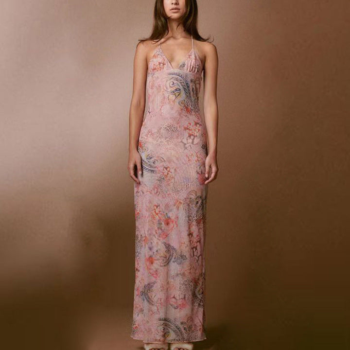 Alina - Robe maxi noire avec décolleté en V et style élégant