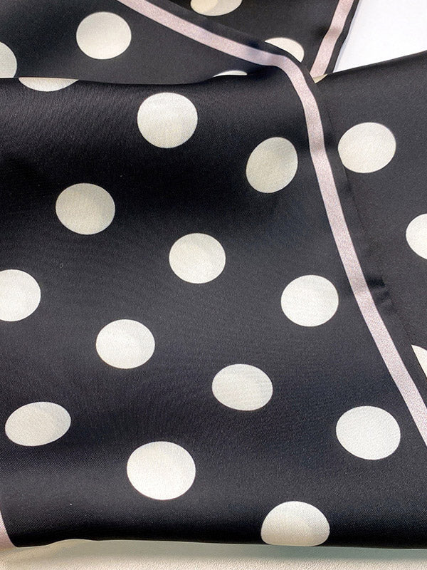 Bandeau pour cheveux et écharpe en soie imprimés à pois vintage