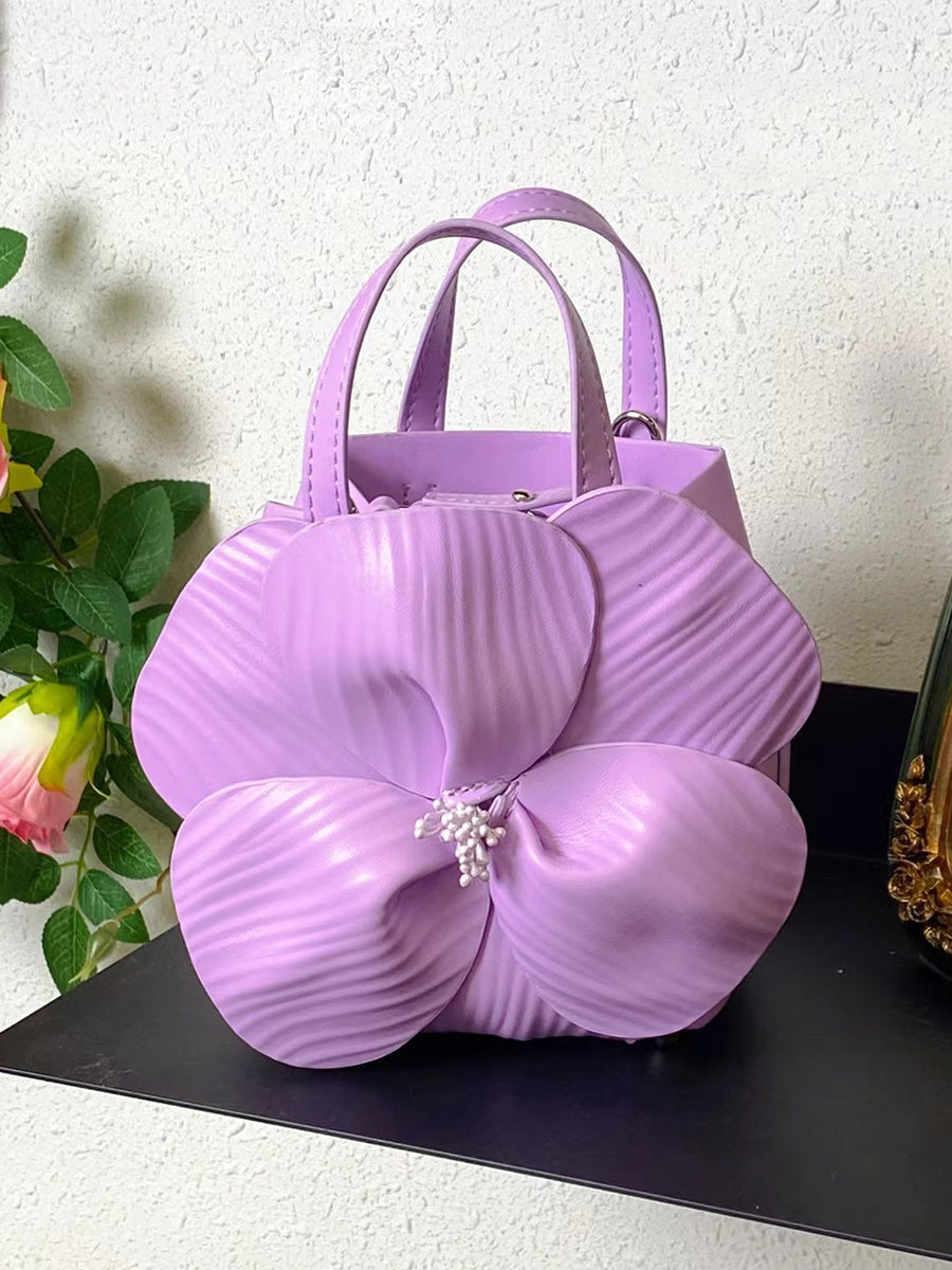 Sac à main en forme de fleur, couleur unie