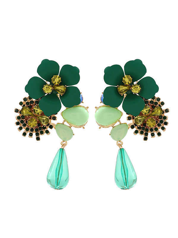 Boucles d'oreilles pendantes en forme de fleur