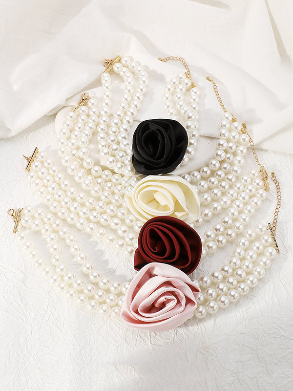 Collier réglable à chaîne, à fleurs en 3D