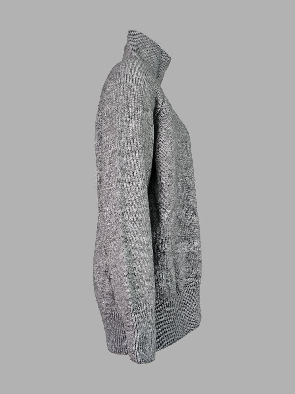 Pull décontracté ample à manches longues, à col haut, couleur unie