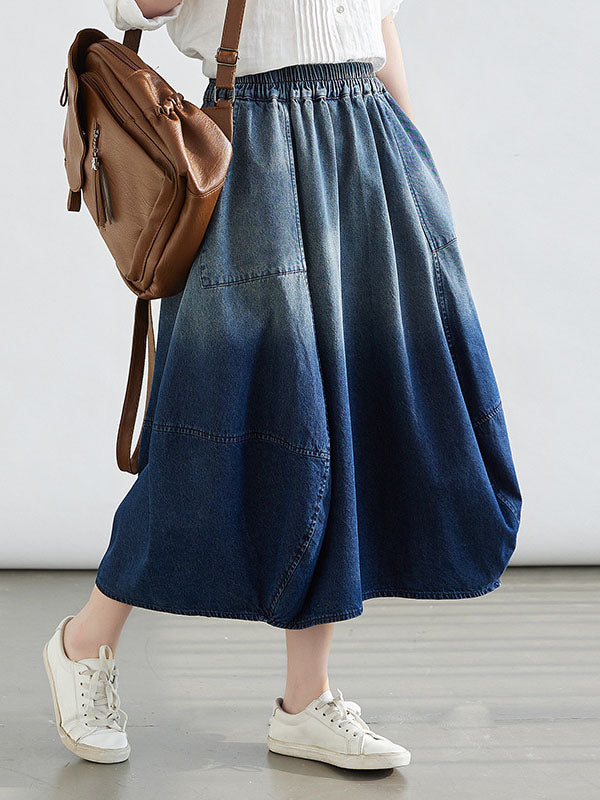 Jupe ample à taille élastique, en dégradé