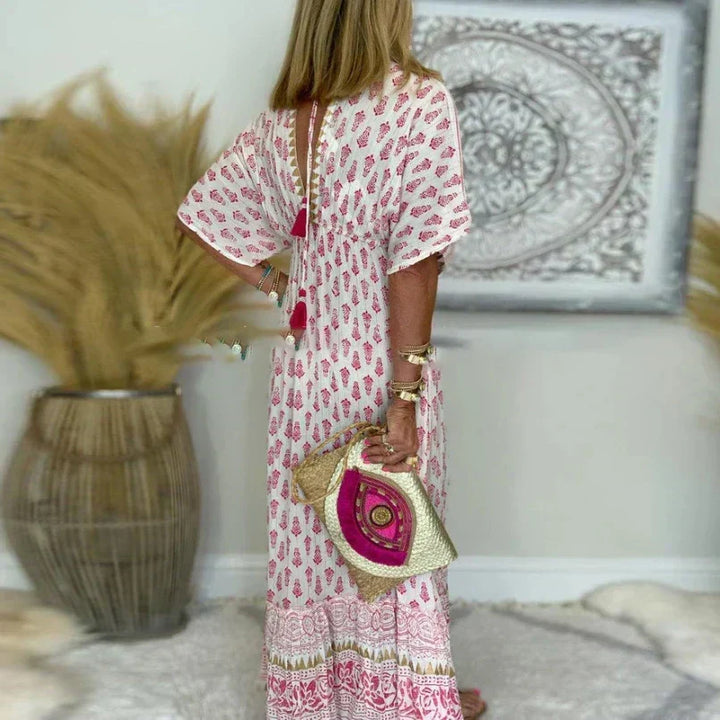 Allegra | Robe Maxikleid Boho pour Femmes à Manches Courtes