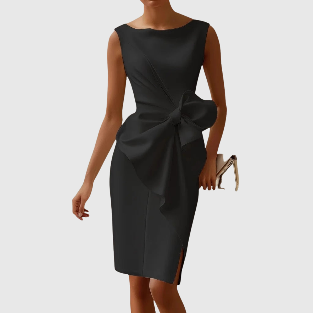 Almudena | Robe midi sans manches pour femmes avec nœud