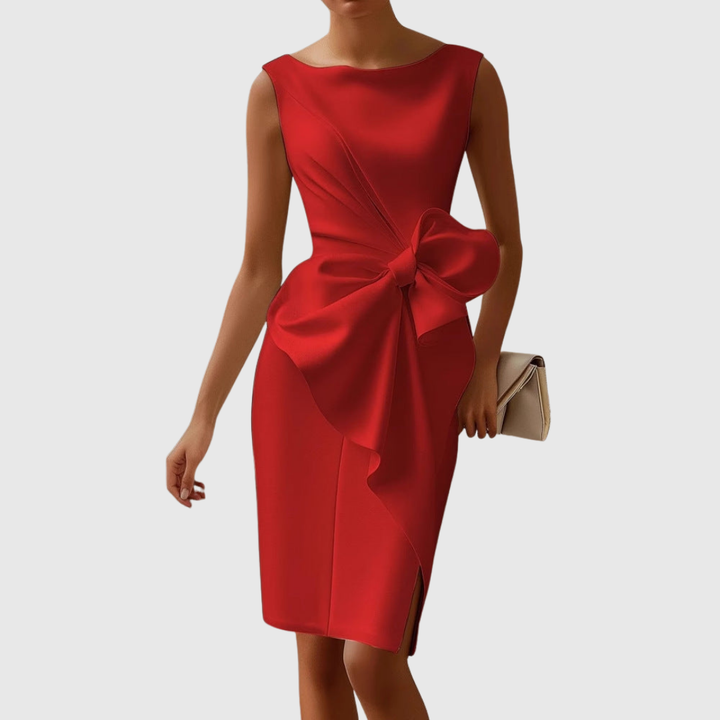 Almudena | Robe midi sans manches pour femmes avec nœud