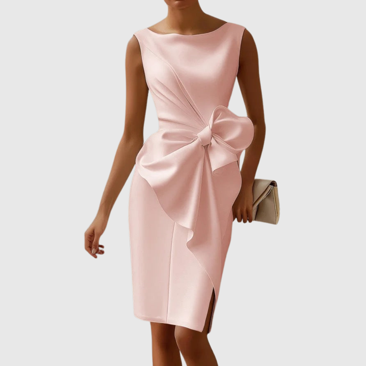 Almudena | Robe midi sans manches pour femmes avec nœud