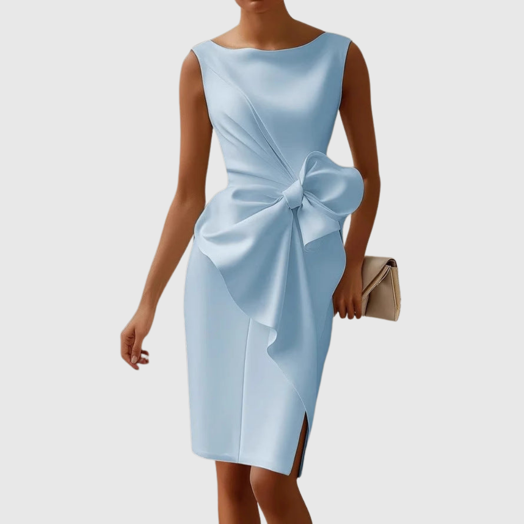 Almudena | Robe midi sans manches pour femmes avec nœud