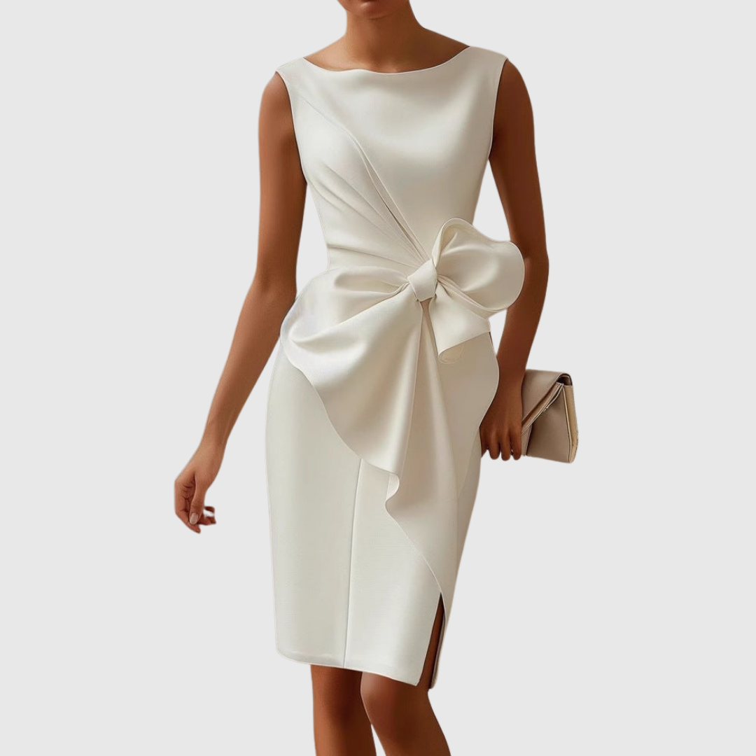 Almudena | Robe midi sans manches pour femmes avec nœud