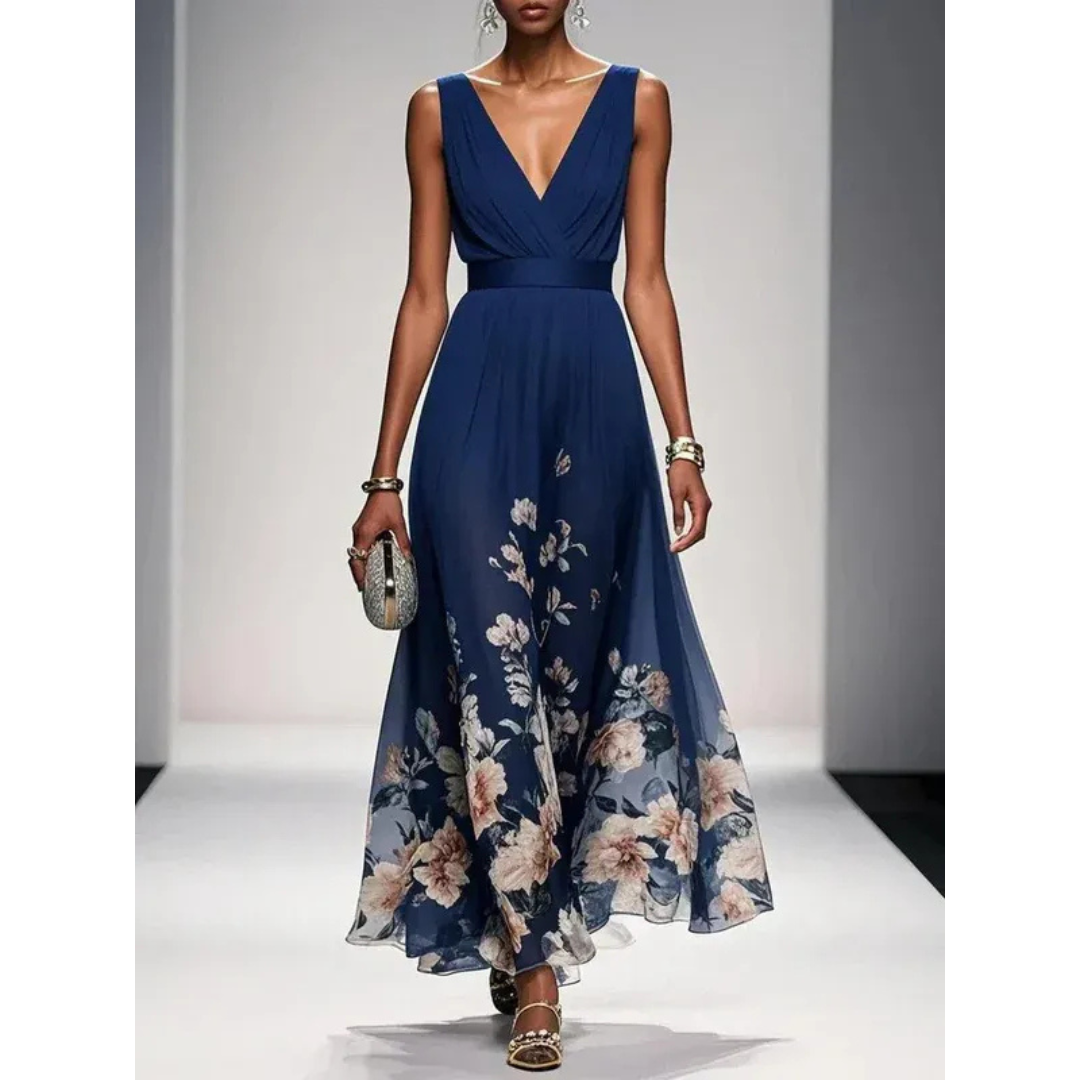 Alva | Robe maxi à motif floral pour les fêtes