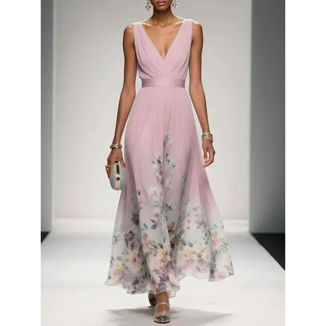 Alva | Robe maxi à motif floral pour les fêtes