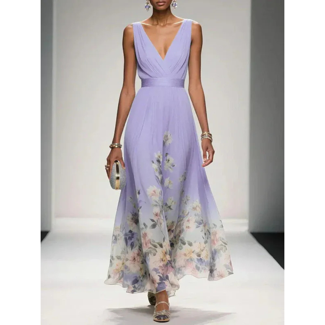 Alva | Robe maxi à motif floral pour les fêtes