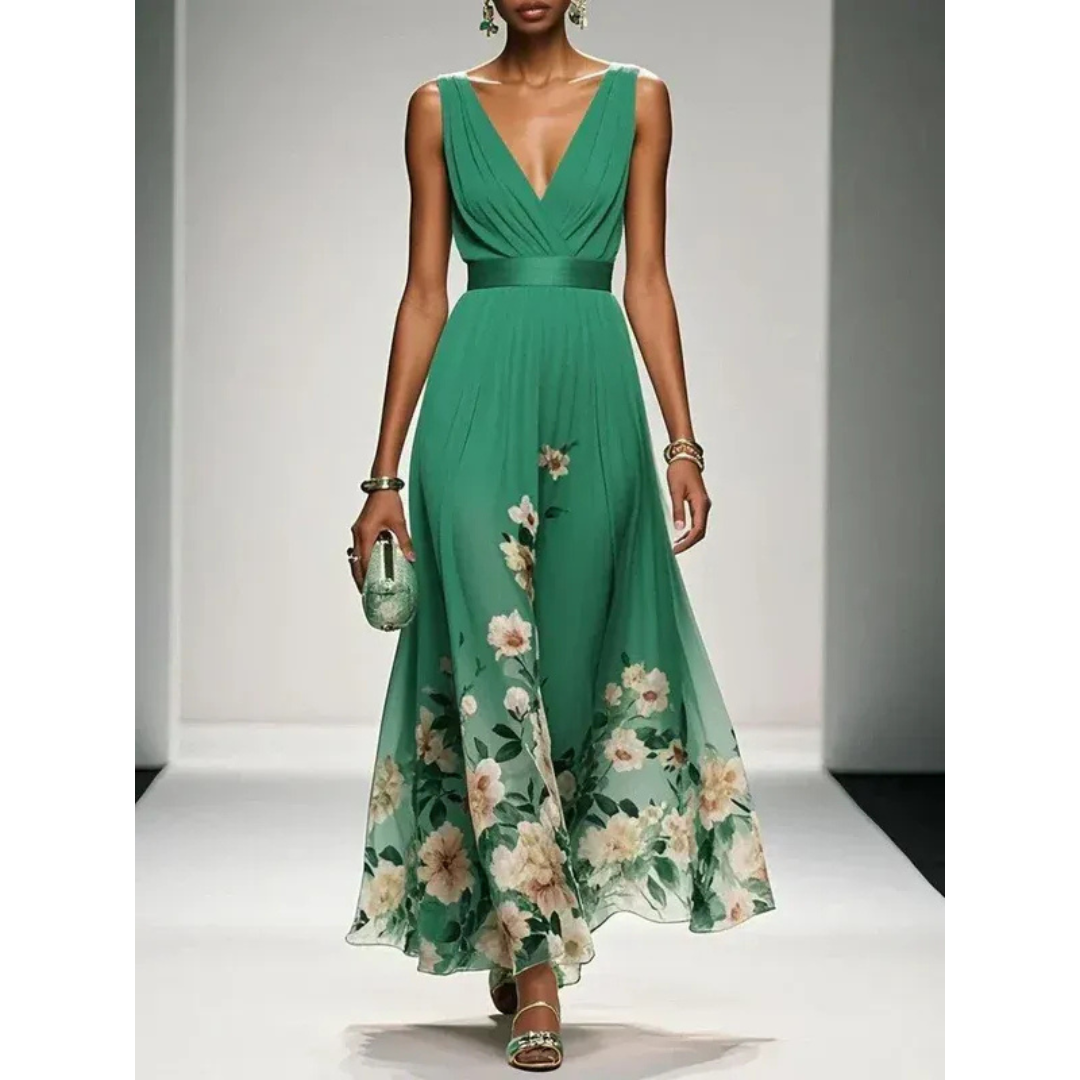 Alva | Robe maxi à motif floral pour les fêtes