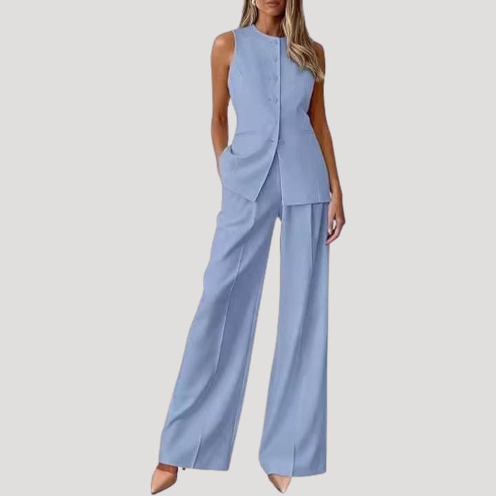 Alwine | Costume Pantalon Femme Sans Manches Pantalon Large Deux Pièces