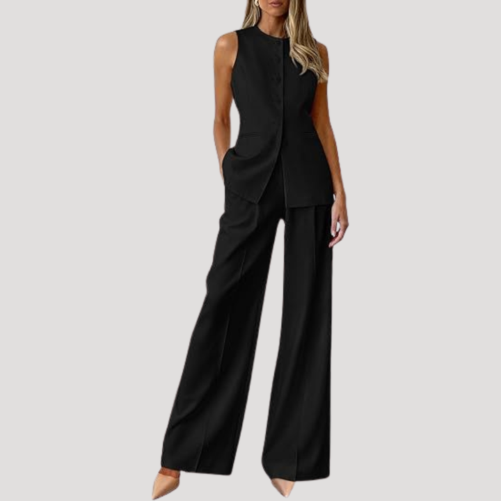 Alwine | Costume Pantalon Femme Sans Manches Pantalon Large Deux Pièces