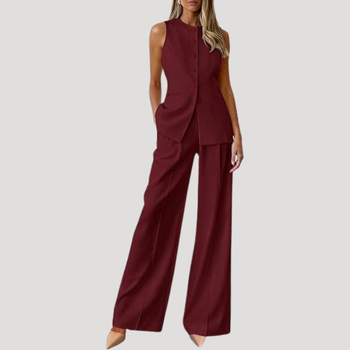 Alwine | Costume Pantalon Femme Sans Manches Pantalon Large Deux Pièces