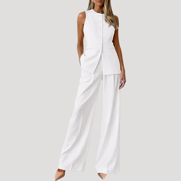 Alwine | Costume Pantalon Femme Sans Manches Pantalon Large Deux Pièces