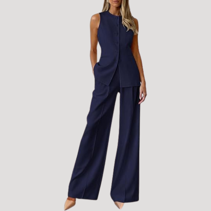 Alwine | Costume Pantalon Femme Sans Manches Pantalon Large Deux Pièces