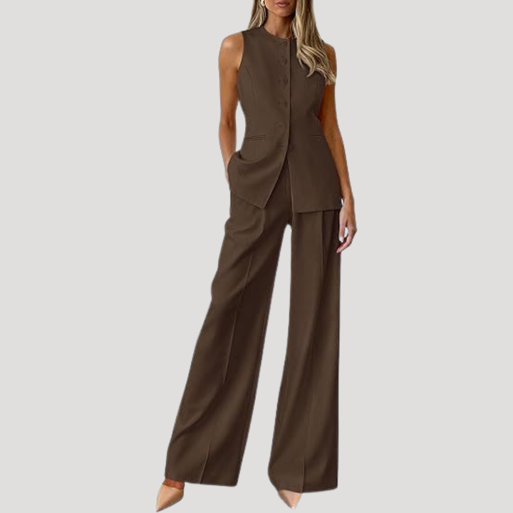 Alwine | Costume Pantalon Femme Sans Manches Pantalon Large Deux Pièces