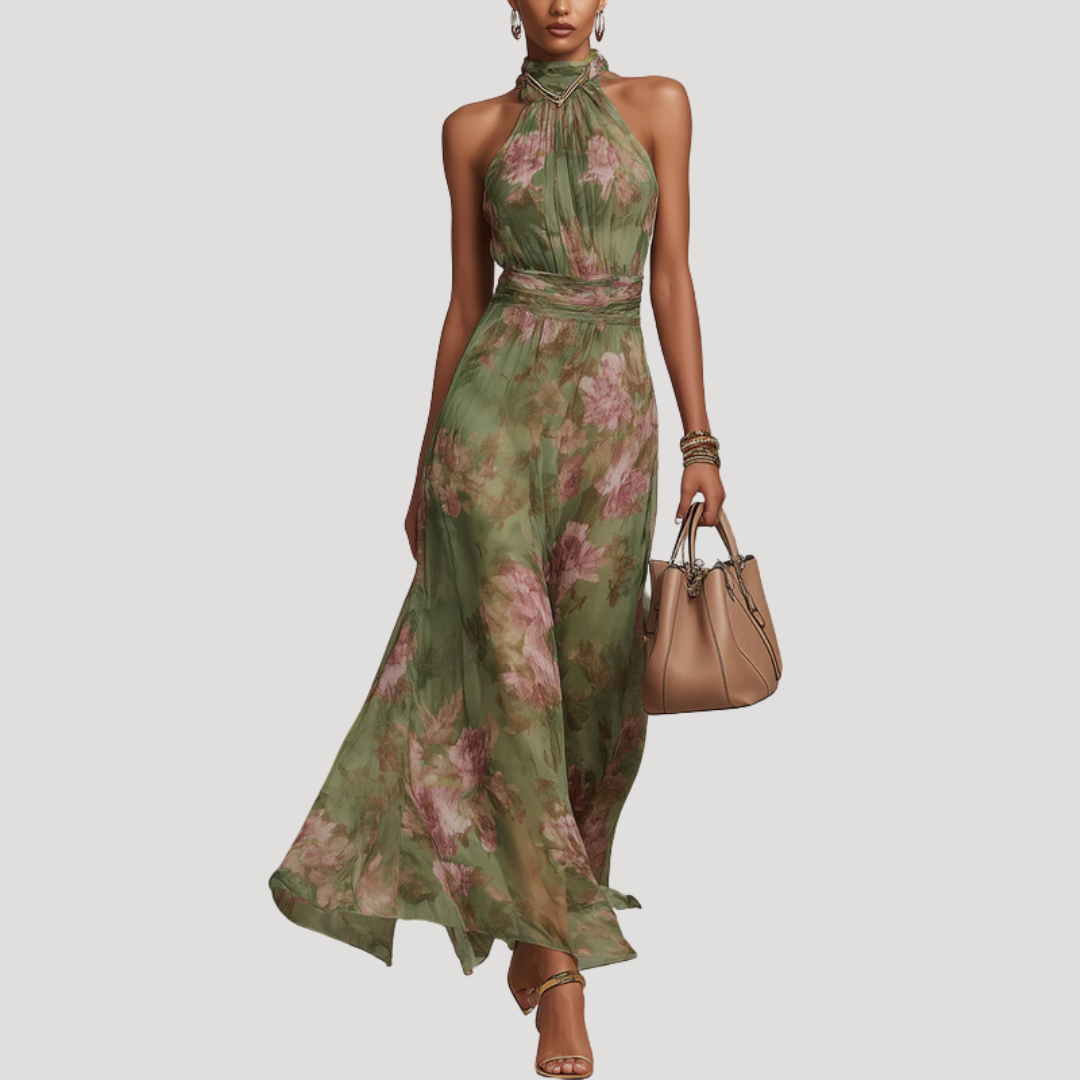 Amadea | Robe Maxi à Fleurs à Dos Nu pour Femmes