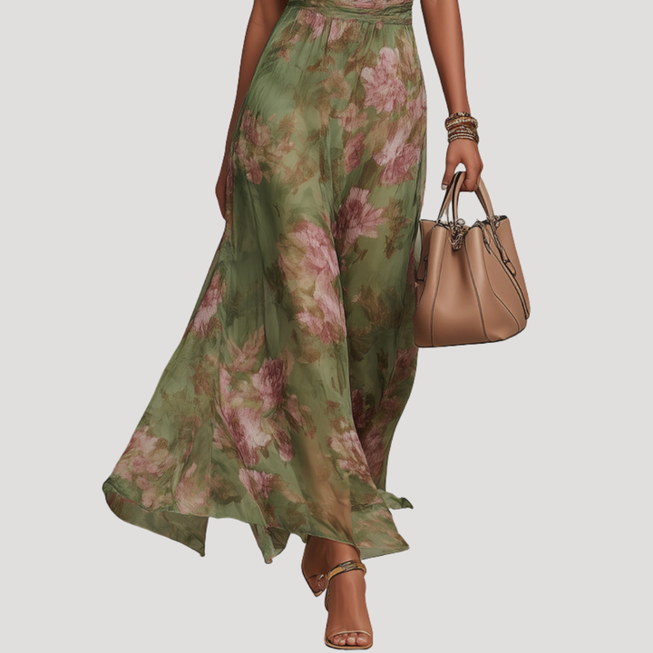 Amadea | Robe Maxi à Fleurs à Dos Nu pour Femmes