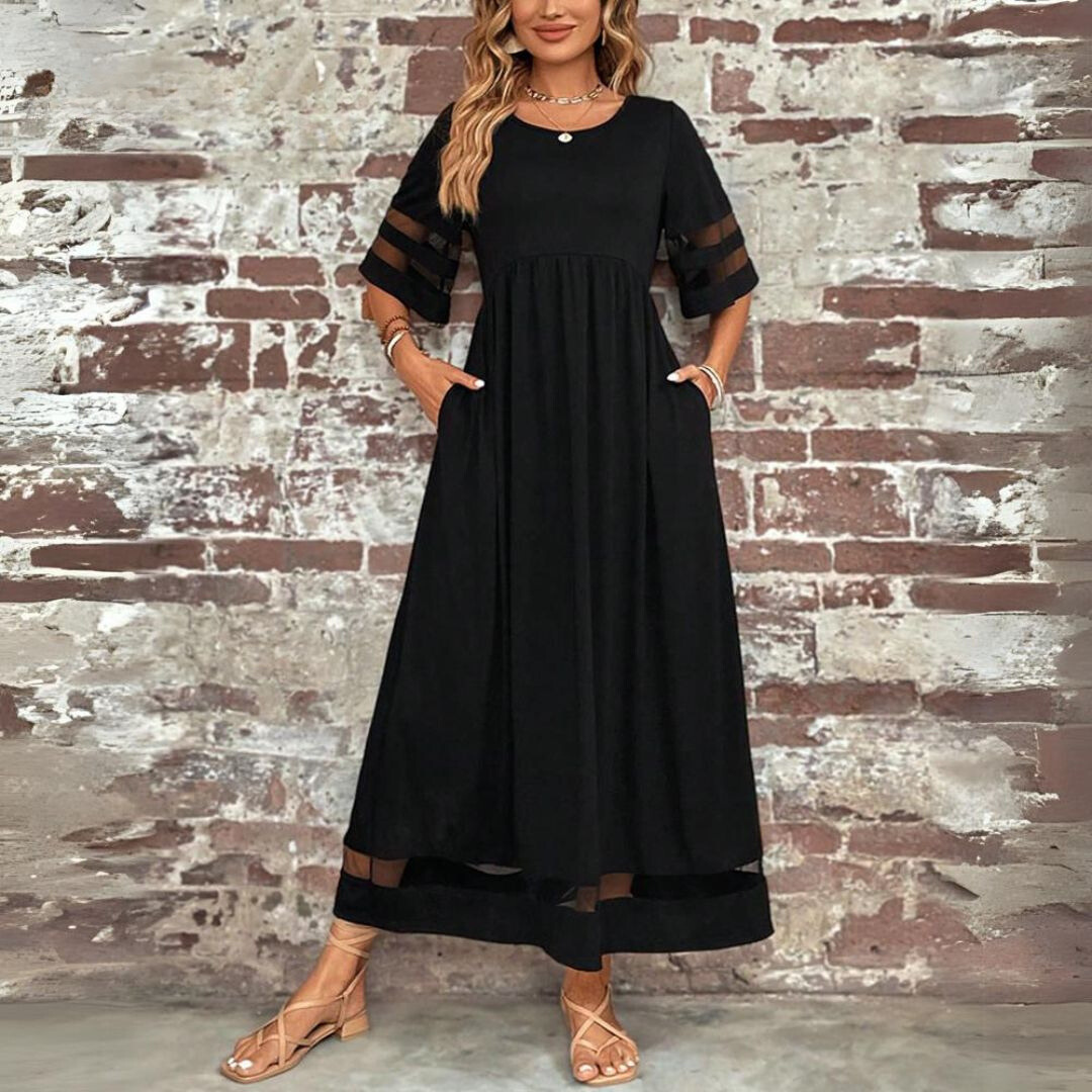 Amelie | Robe Maxi Élégante à Col Rond pour Femmes