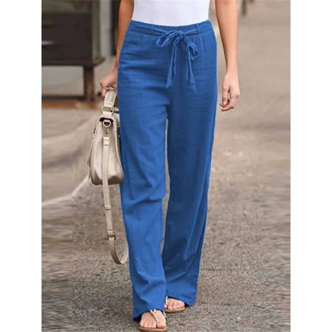 Amelie | Pantalon Palazzo large pour femmes avec ceinture à nouer