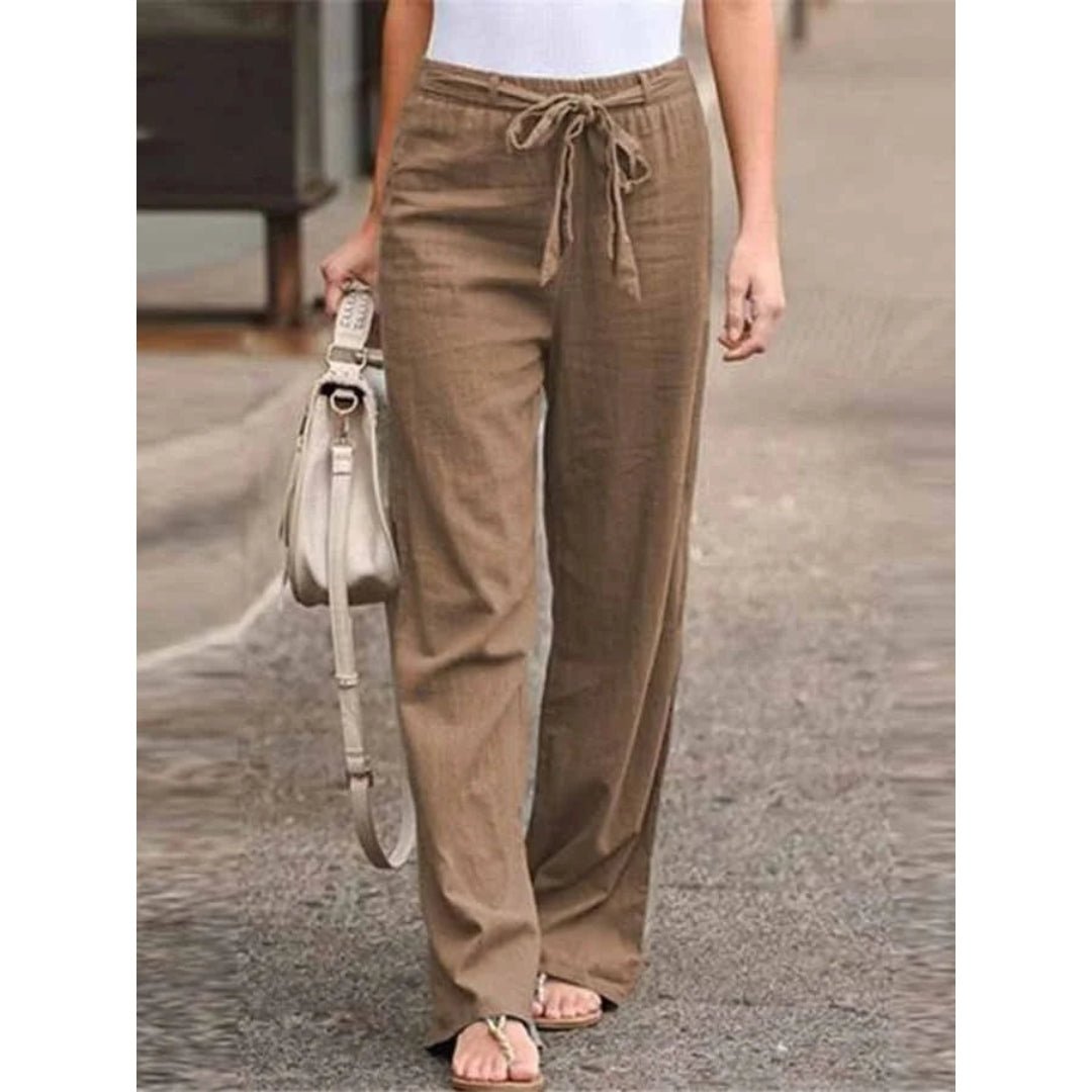 Amelie | Pantalon Palazzo large pour femmes avec ceinture à nouer
