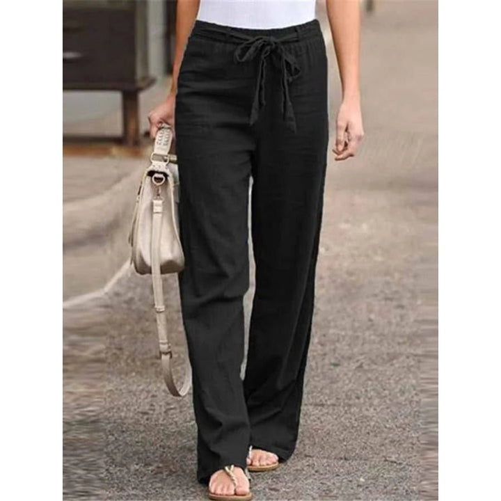 Amelie | Pantalon Palazzo Large Femme avec Ceinture à Nouer