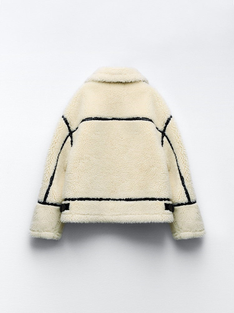 Veste Teddy Femme Avec Col | Élégante Veste D'Hiver Doublée