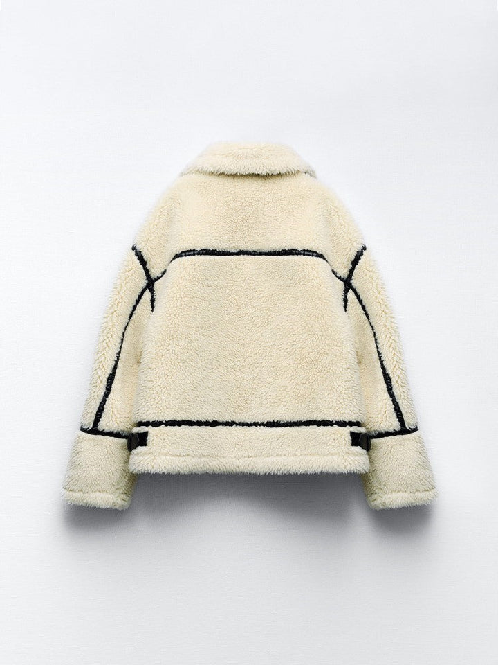 Veste Teddy Femme Avec Col | Élégante Veste D'Hiver Doublée