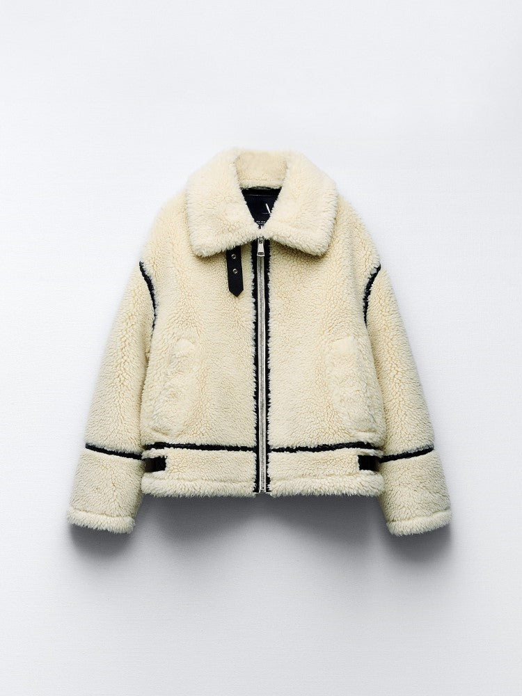 Veste Teddy Femme Avec Col | Élégante Veste D'Hiver Doublée