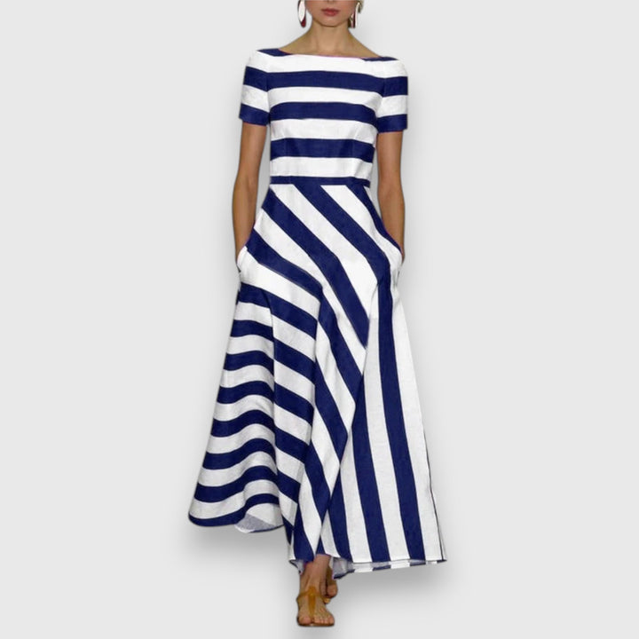 Ana | Robe Maxidress à Rayures à Manches Courtes pour Femmes
