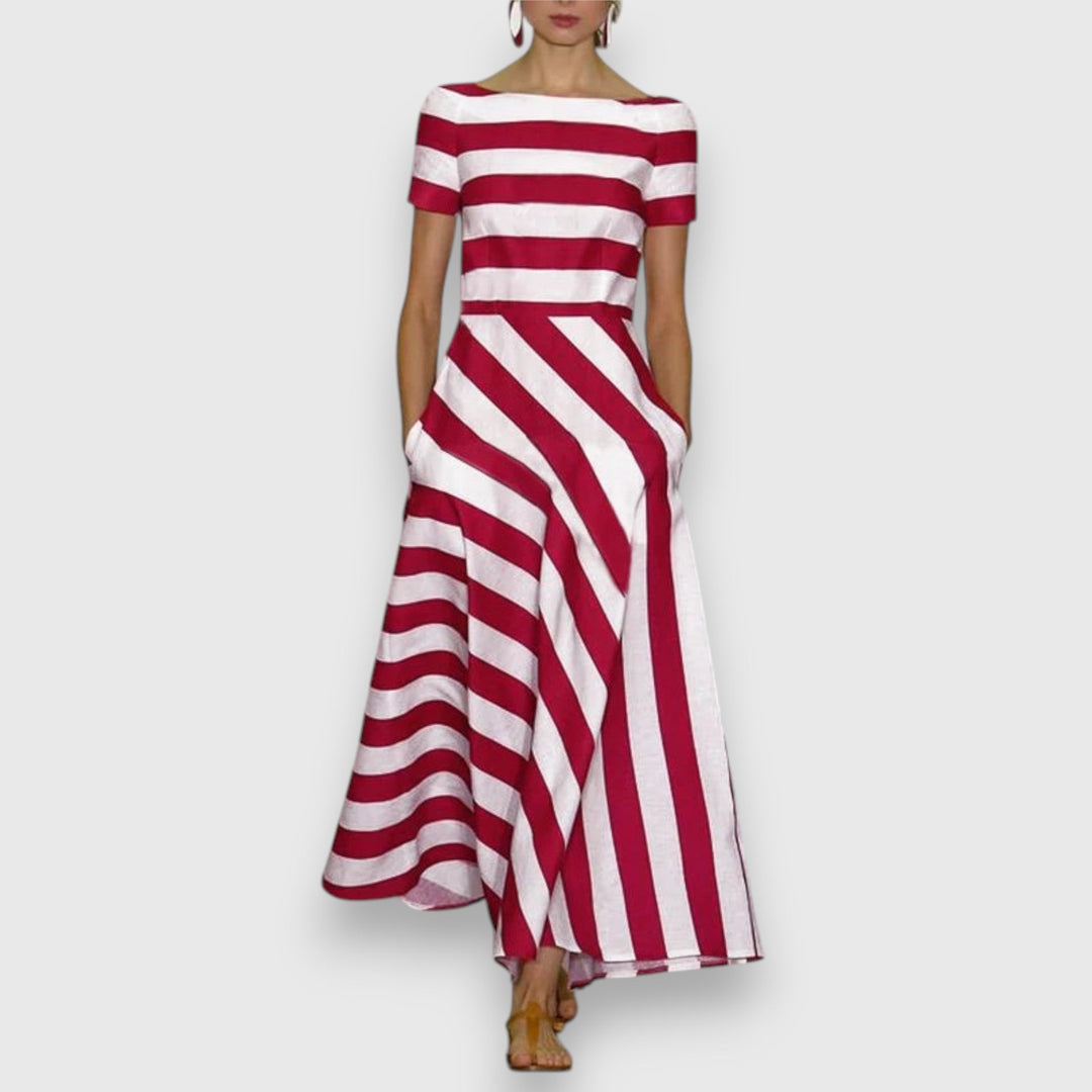 Ana | Robe Maxidress à Rayures à Manches Courtes pour Femmes