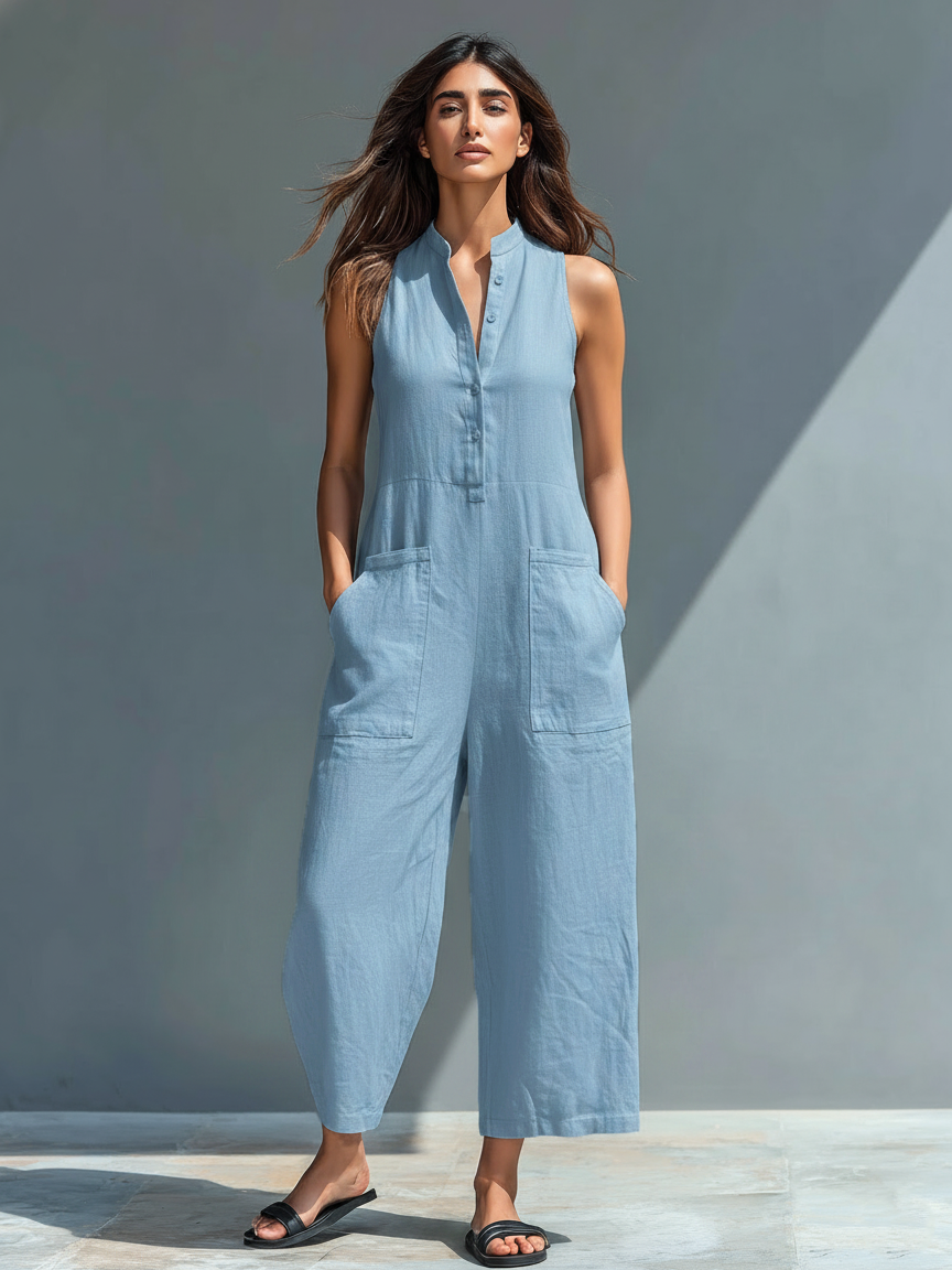 Anastasia | Combinaison sans manches pour femmes avec patte de boutonnage