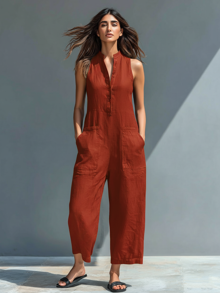 Anastasia | Combinaison sans manches pour femmes avec patte de boutonnage
